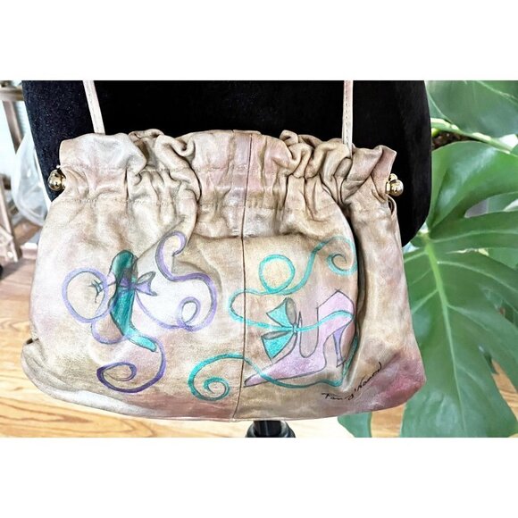 Vintage 80's Fancy Nancy Balletcore Leather Crossbody Boyton Bch, FL - Picture 1 of 10